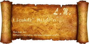 Licskó Milán névjegykártya