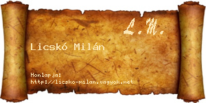 Licskó Milán névjegykártya